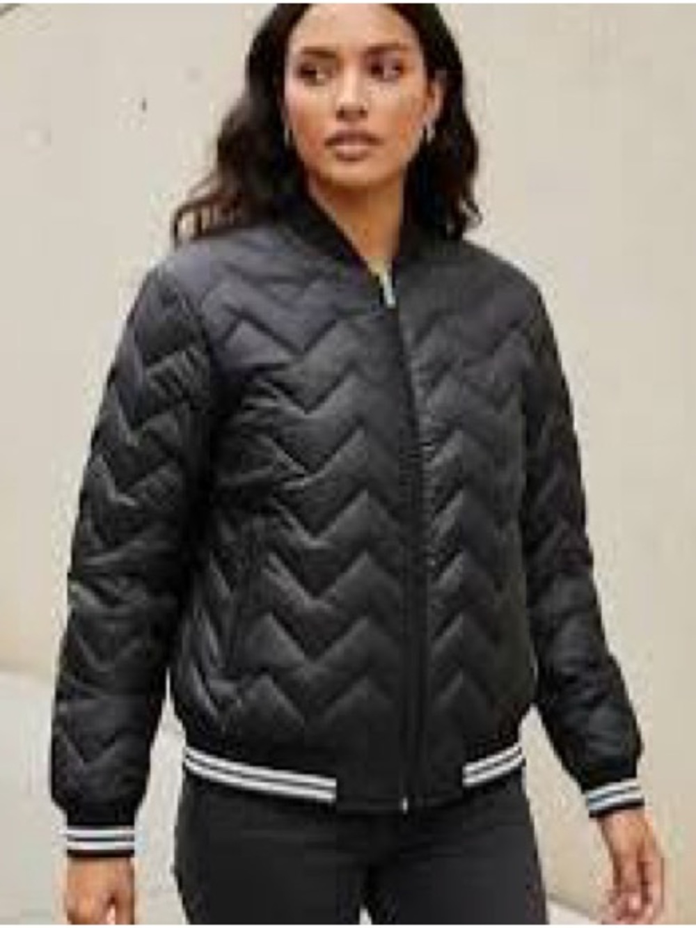 Armani Exchange NWOT Navy Quilted Chevron Bomber Jacket